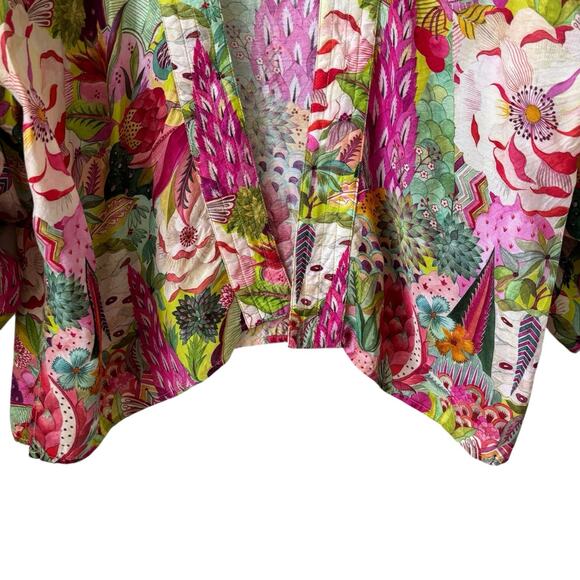Winton and Waits Short Floral Kimono Top One Size Succulent Plant Colorful Boho - Picture 5 of 14